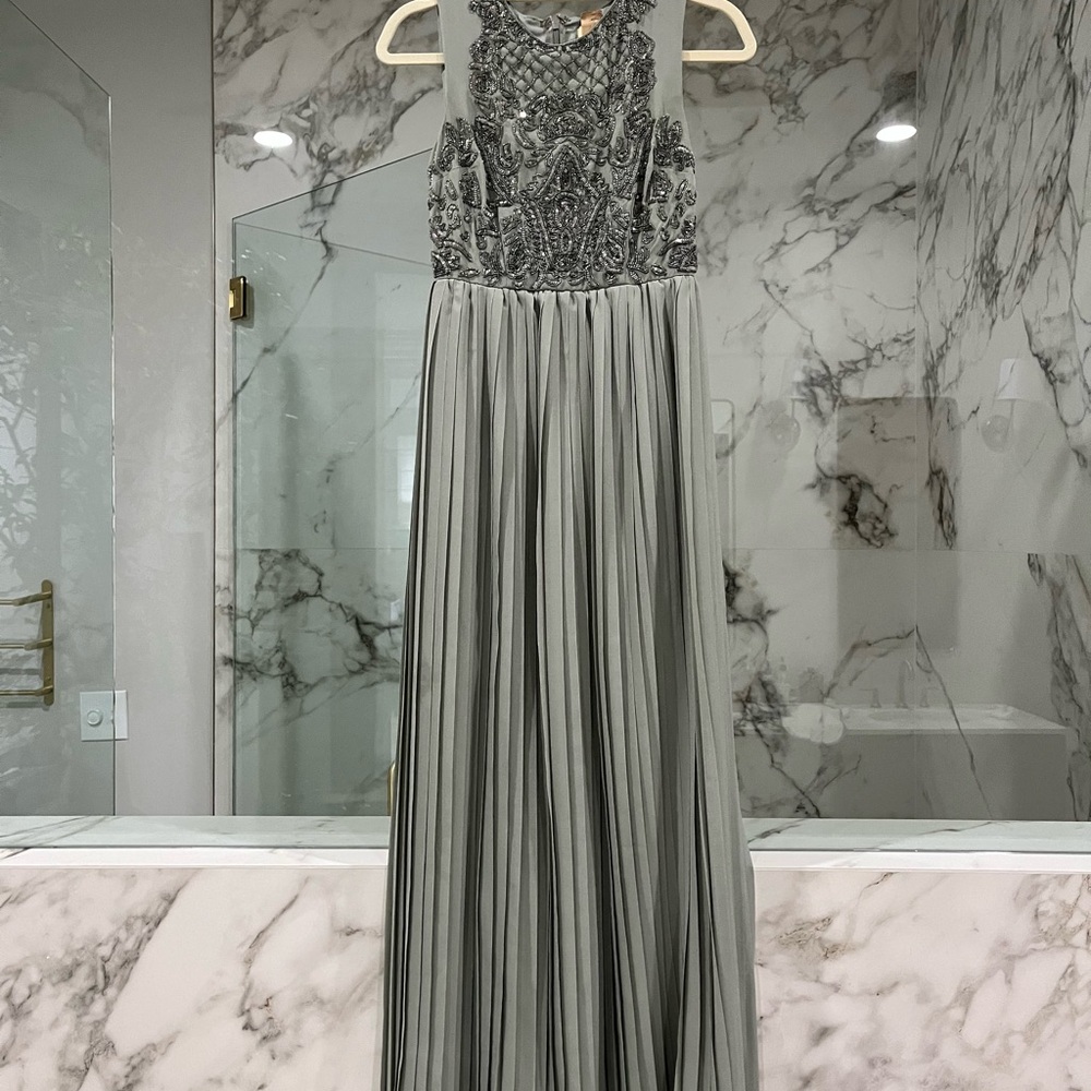 Elegant Gray Beaded Gown